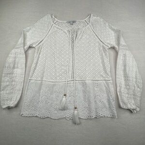 Single Thread women's Bohemian Embroidery Tassel Pullover Top size Small